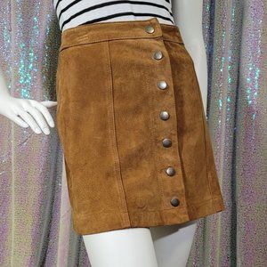 Wyatt Suede High Waisted Button Up Skirt, Size XS-S